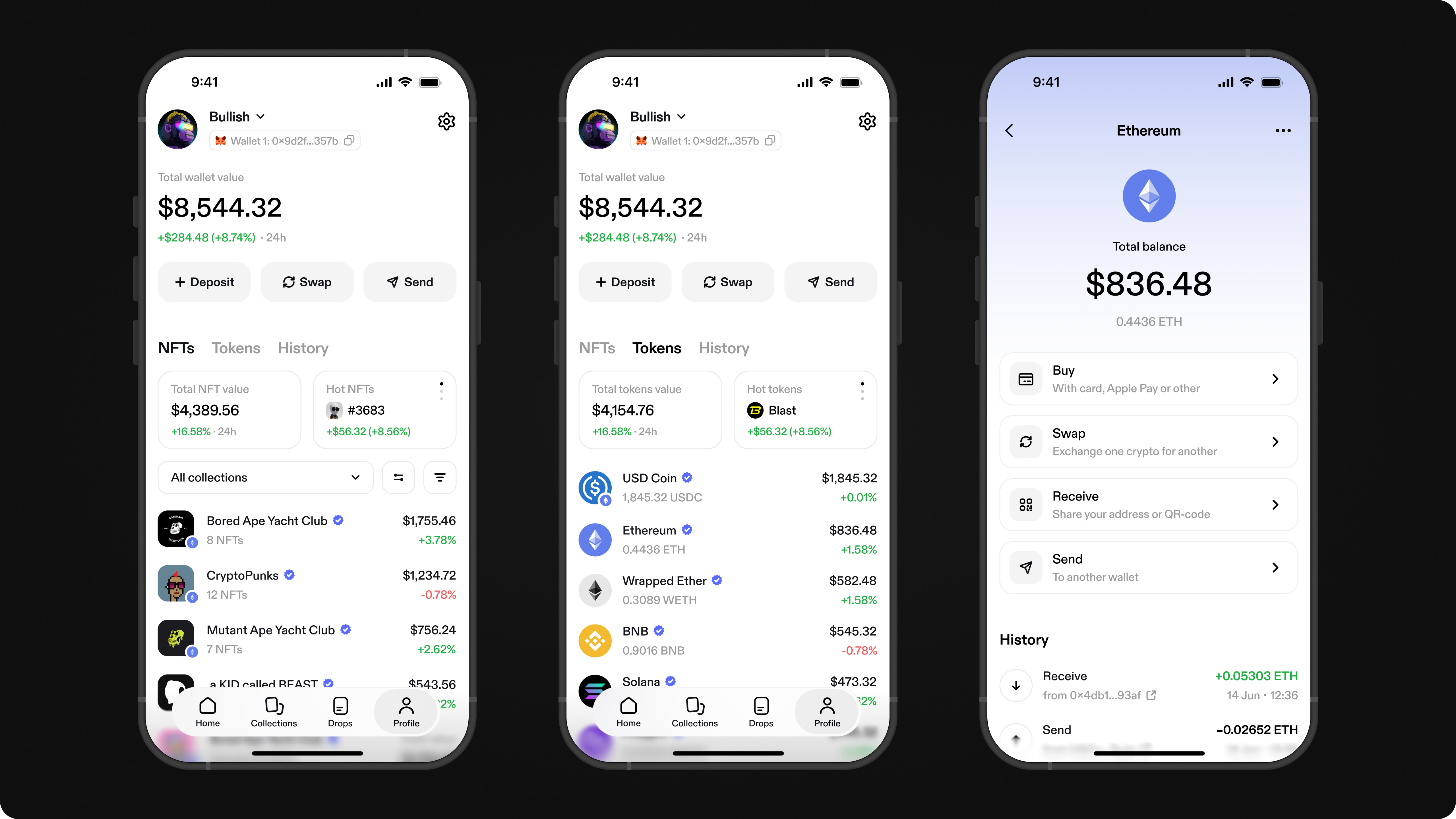 NFT and token balances